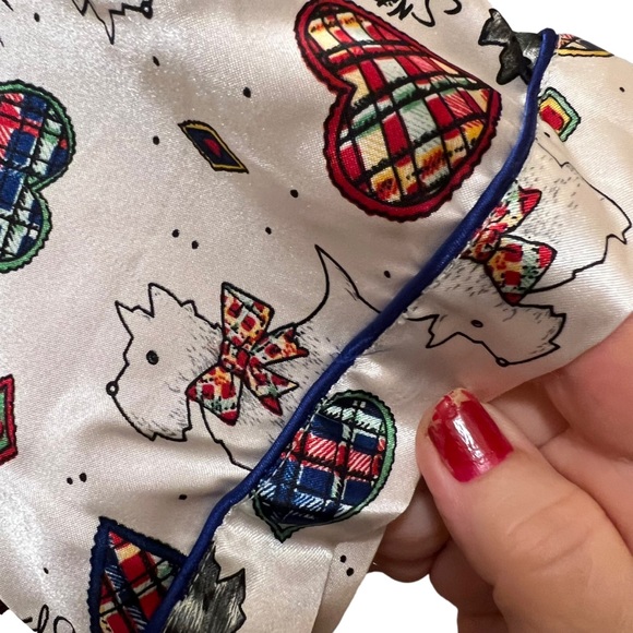 Nite Spirit Sleepwear Scottie Dog With Hearts Satin 2 Piece Set Size M NWOT - Picture 4 of 9